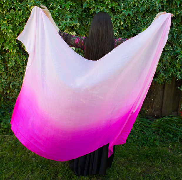 Zijden sluier in fuchsia kleurverloop 100% zijde