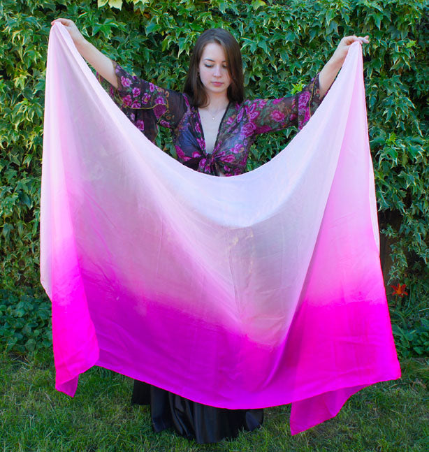 Zijden sluier in fuchsia kleurverloop 100% zijde