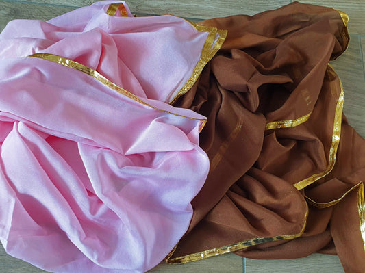 Chiffon sluier in bruin roze met gouden rand 2e keus