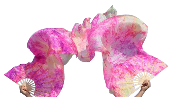 100% zijden sluierwaaier in peony kleuren