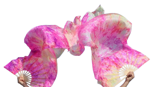 100% zijden sluierwaaier in peony kleuren