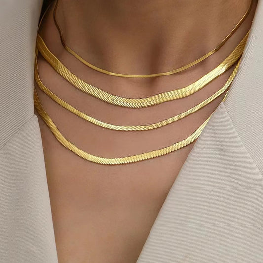 Snake collier platte schakel goud / Stainless Steel