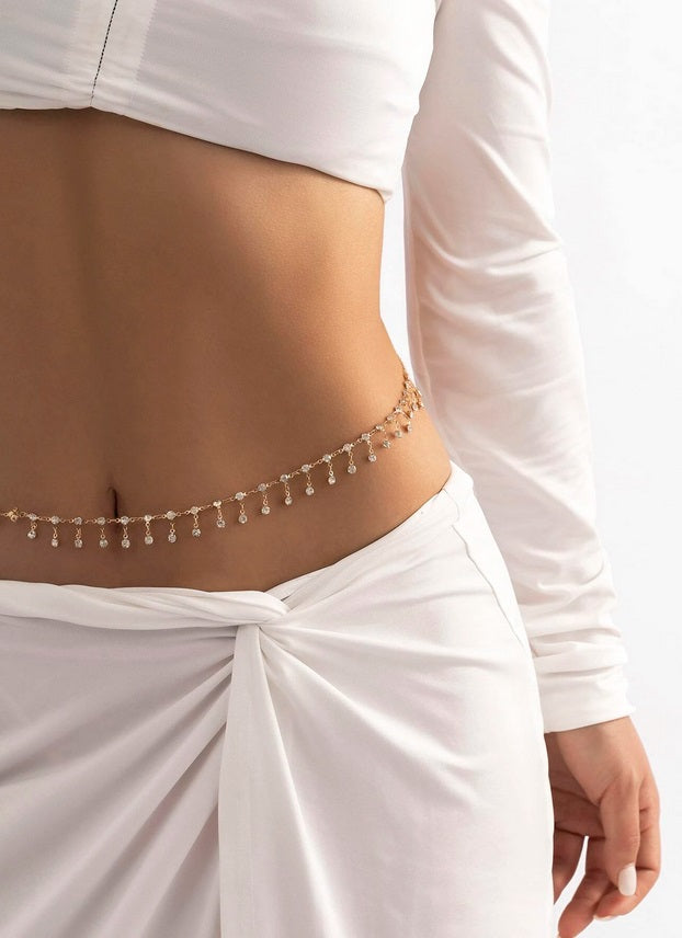 Tailleketting belly chain goud strass