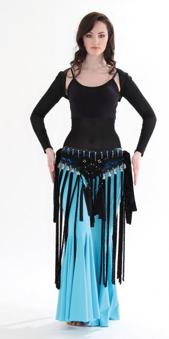 Buikdans Top met buiknet en losse Bolero 3/4 mouw , 2-delig
