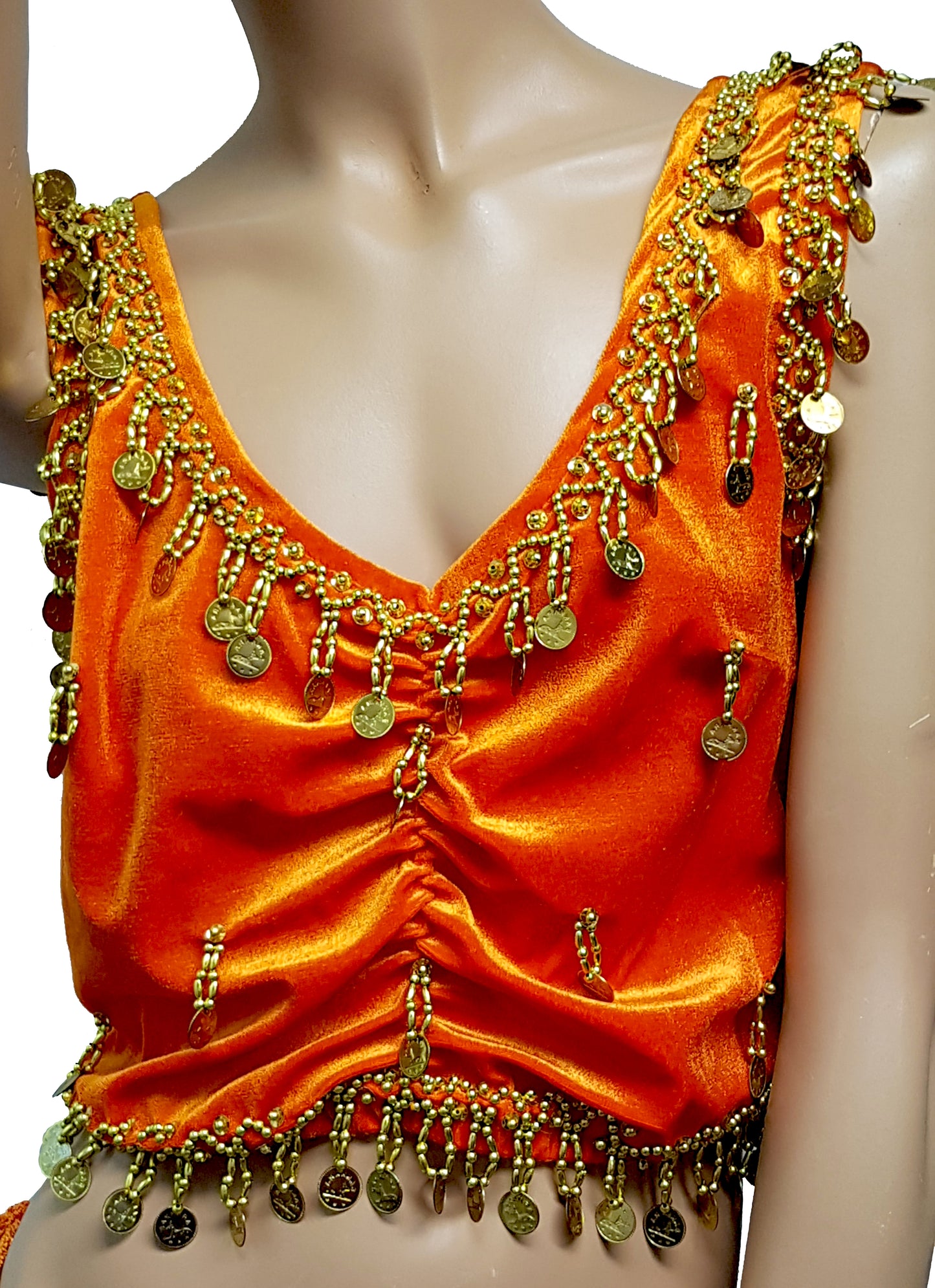 Fluwelen top in oranje