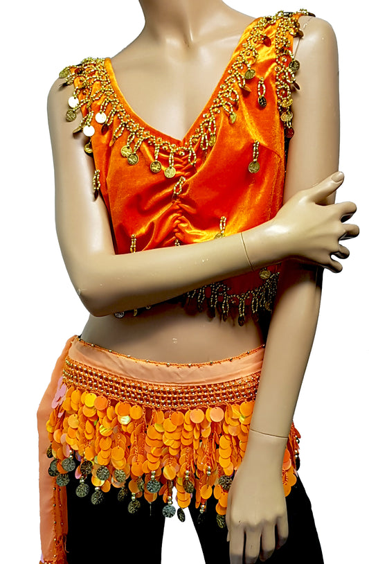 Fluwelen top in oranje