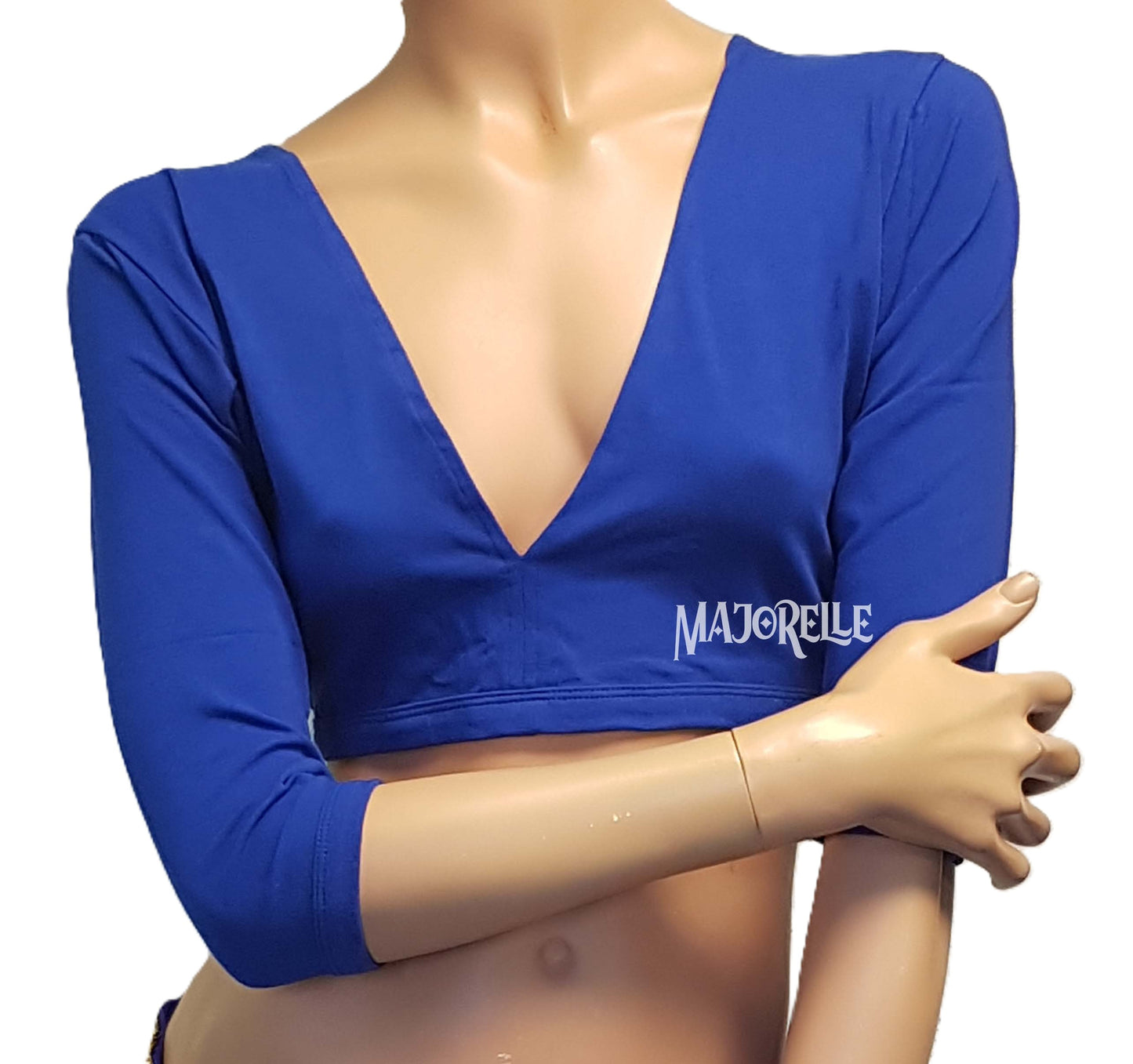 Top blauw met open rug L