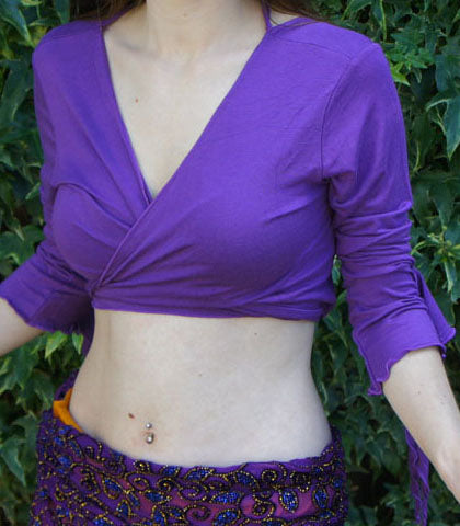 Leuke bind top met vlindermouwtje in paars