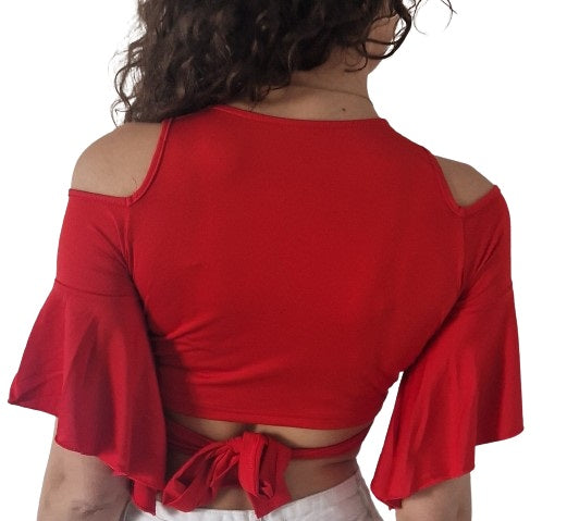 Schattige rode crop top / bindtop