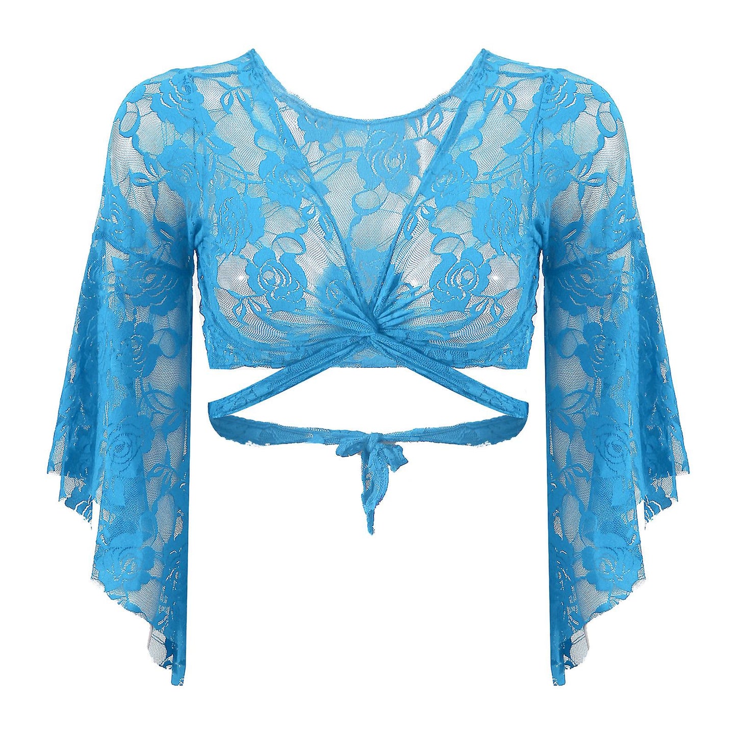 Top met kant in turquoise