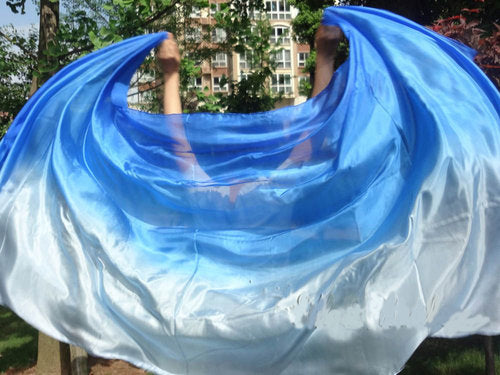 Sale - Mooie zijde sluier met kleurverloop in blauw
