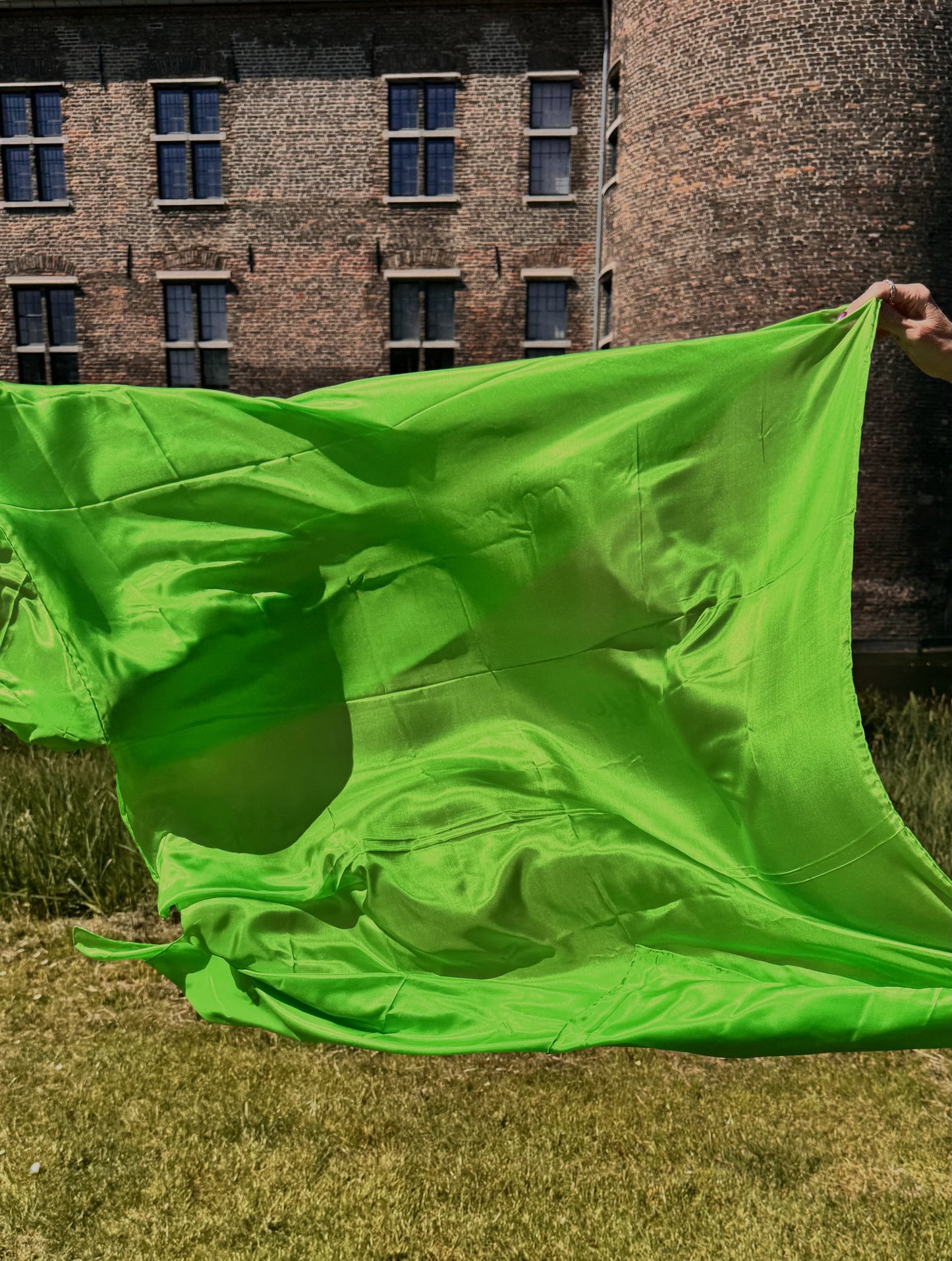 Zijden sluier in groen 100% zijde
