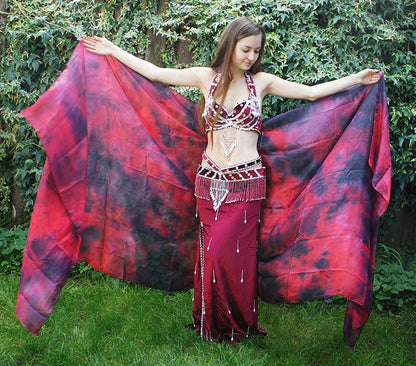 Zijde sluier tie dye zwart rood