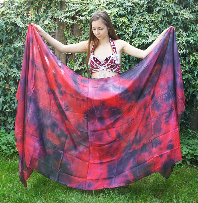 Zijde sluier tie dye zwart rood