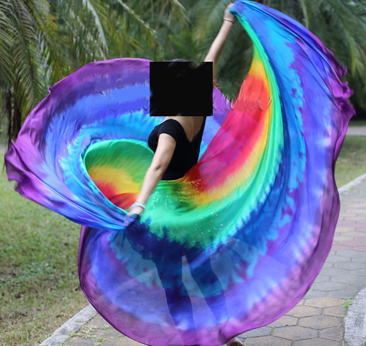 Zijde sluier halfrond tie dye Rainbow