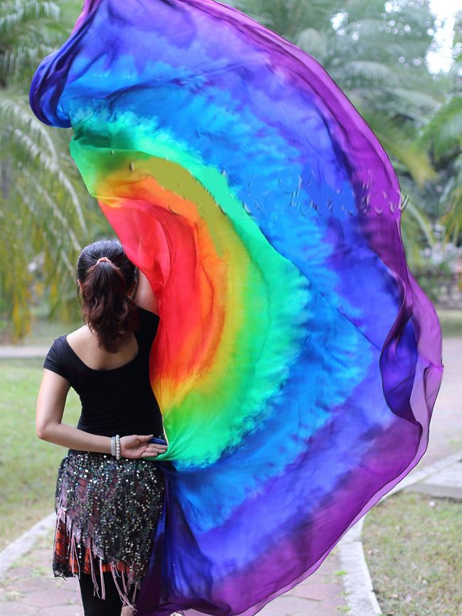 Zijde sluier halfrond tie dye Rainbow