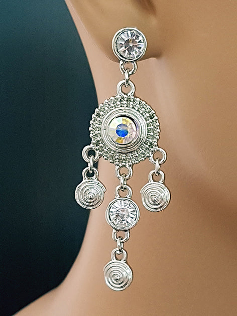 Oorbellen in zilverkleur met strass steen, oorsteker