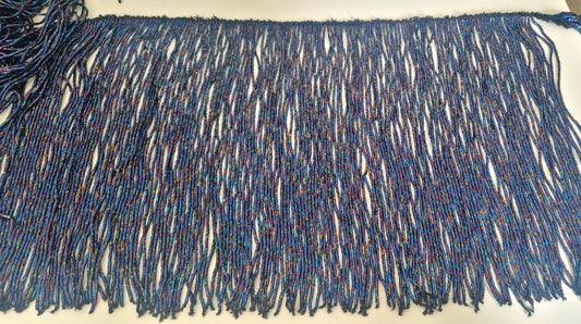 Kralensnoer met slierten zwart blauw parelmoer 30cm