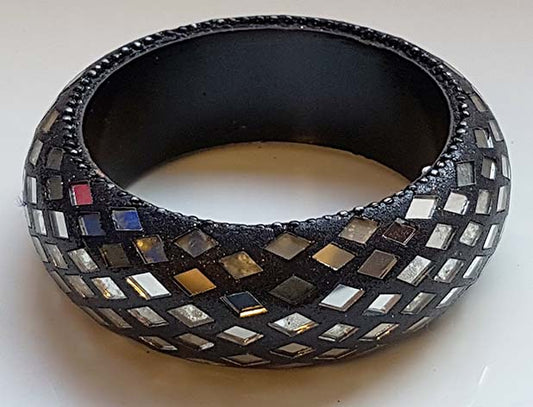 Zwarte armband met spiegeltjes