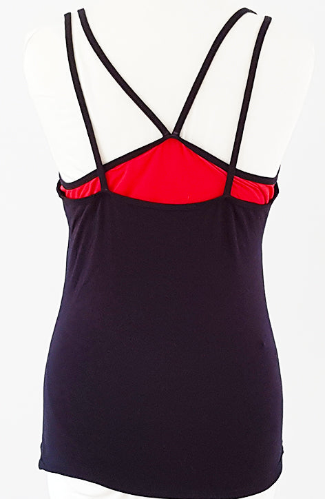 Zwarte Racerback-tanktop met rood topje