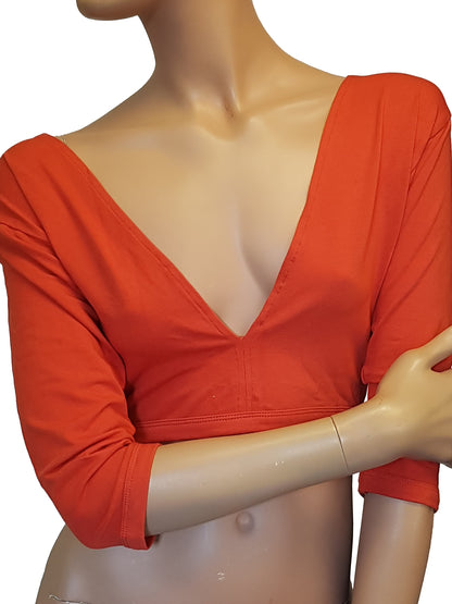 Top donker oranje met open rug XL
