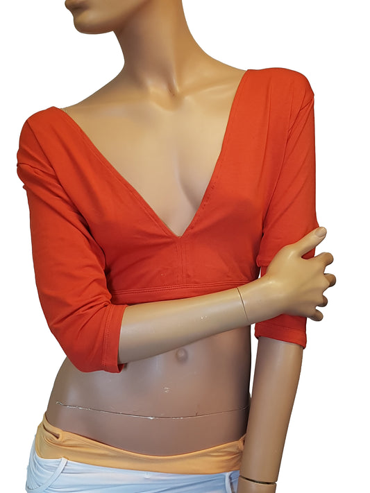 Top donker oranje met open rug XL