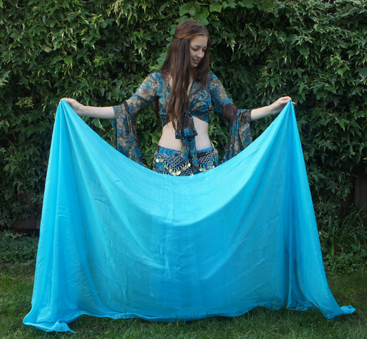 Zijden sluier in turquoise 100% zijde