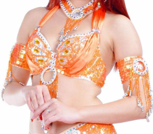 Buikdans BH's met mooie pailletjes in oranje