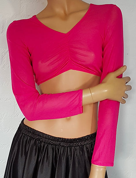 Croptop netstof in fuchsia