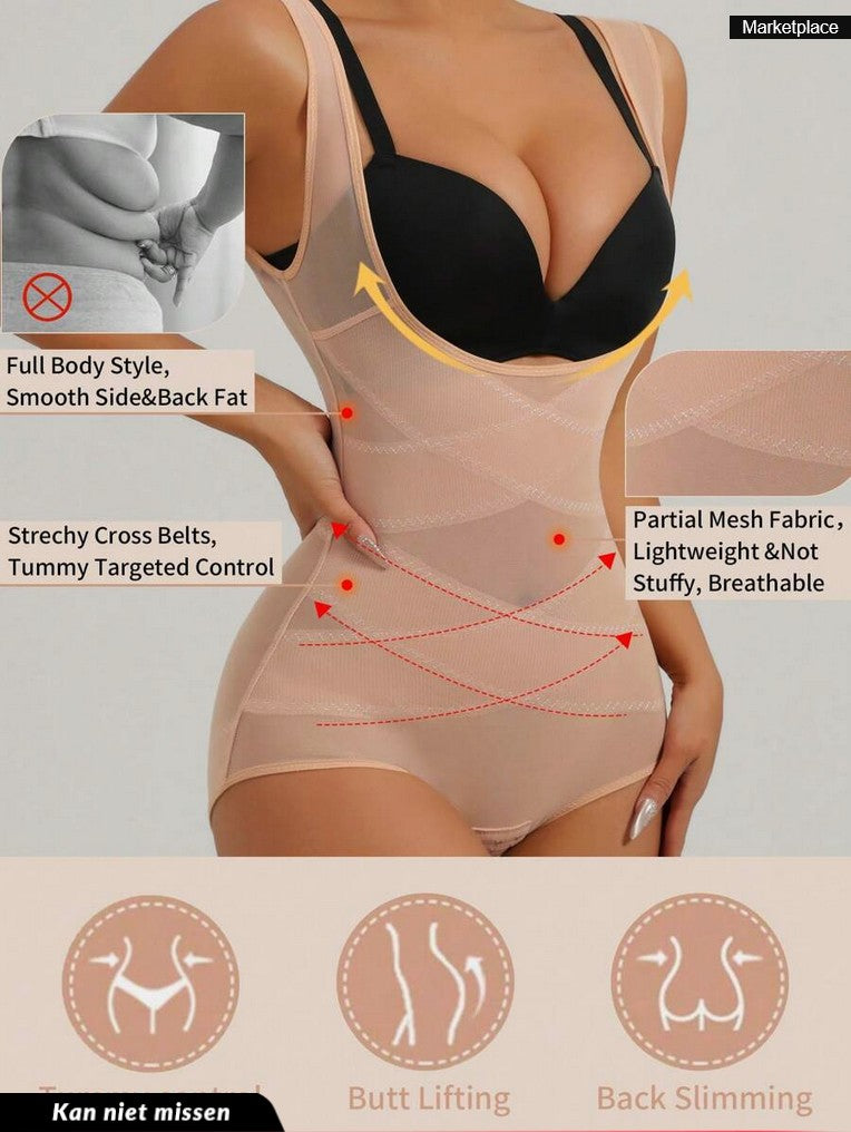 Dans body - Figuurvormende body in beige