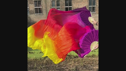 Zijde sluierwaaiers in paars fuchsia rood oranje geel