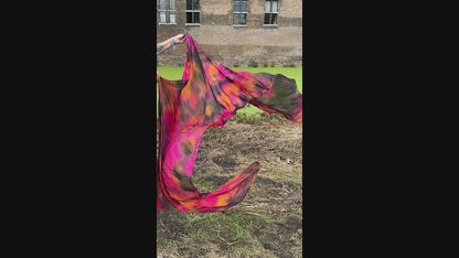 Zijde sluier tie dye fuchsia goud zwart