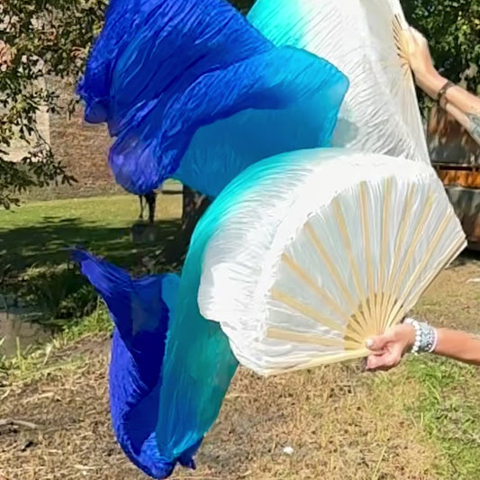 Zijden sluierwaaier kleurverloop blauw