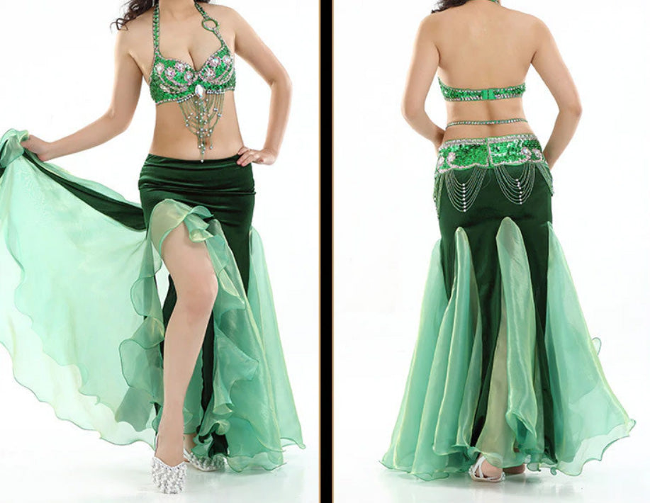 Strakke Mermaid buikdans rok groen