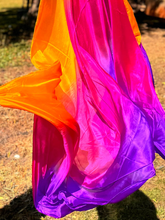 Zijden sluier in Paars fuchsia oranje (Golden violet)