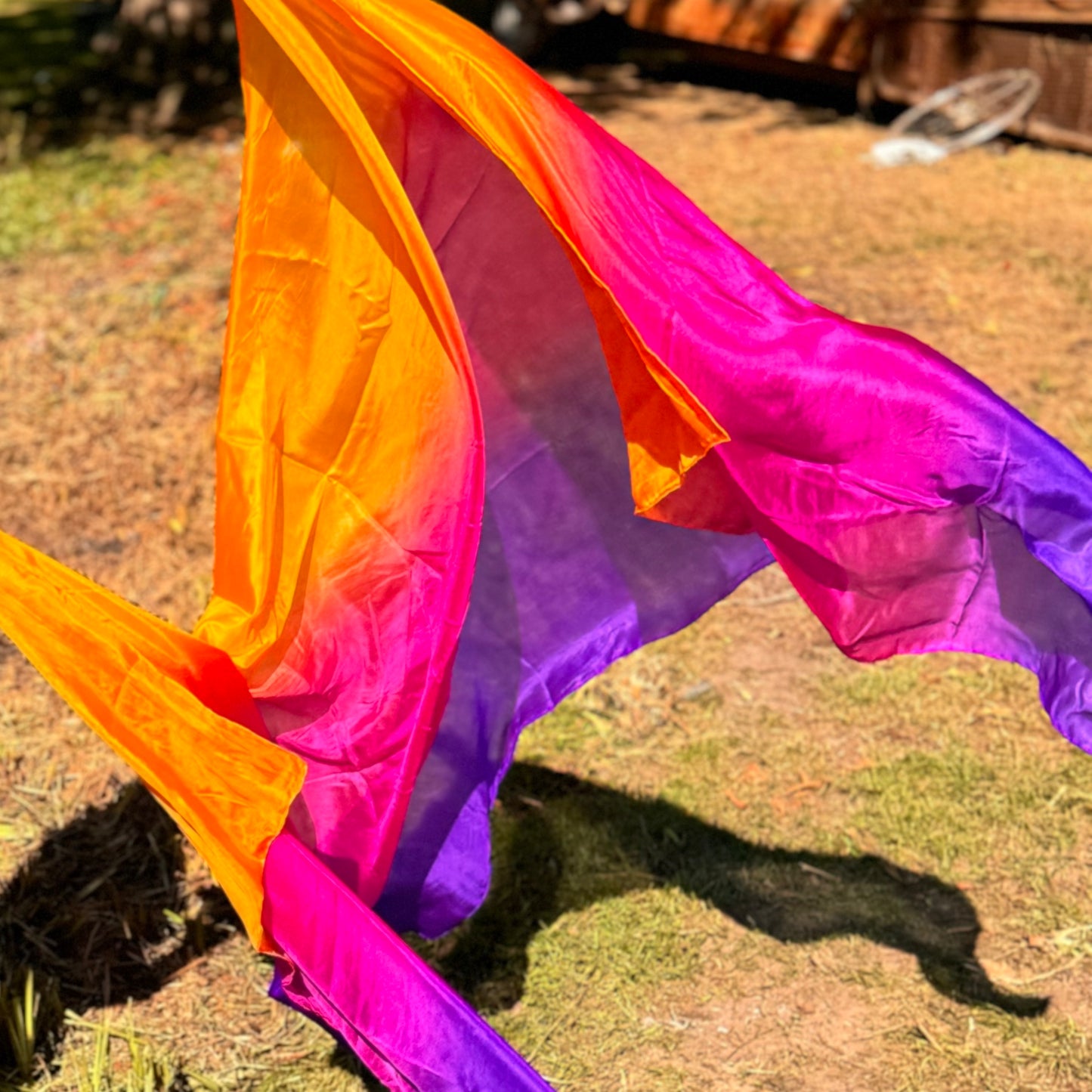 Zijden sluier in Paars fuchsia oranje (Golden violet)