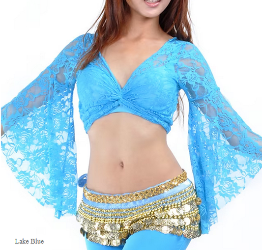 Top met kant in turquoise