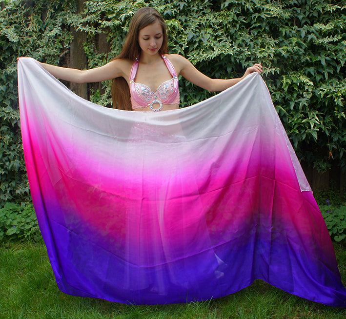 Zijden sluier in wit paars fuchsia